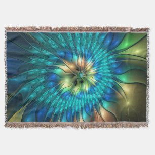 Cobertor Flor Fantasia Luminosa, Fractal Abstrato Colorido
