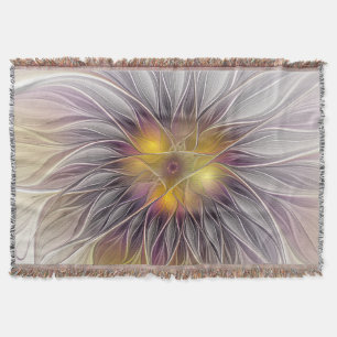 Cobertor Flor Luminosa Colorida, Fractal Moderno Abstrato