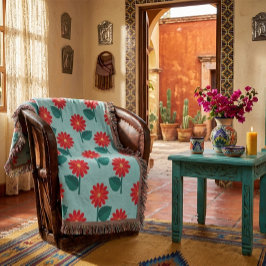 Cobertor Floral Boho Brilhante com Margaridas Verm