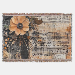 Cobertor Floral com Chaves de Piano Russas e Música Vencida