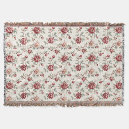 Cobertor Floral Creme Vermelho Chic Bonito 