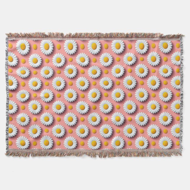 Cobertor Floral de Margarida Branca para Espaços A (Frente)