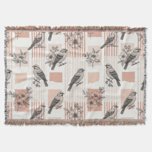 Cobertor Floral de Pássaro Vintage em Listra Toile (11)
