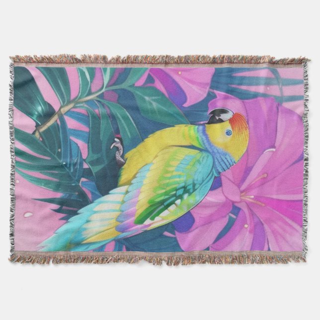 Cobertor Floral/Havaiano/Tropical/papagaio  (Frente)