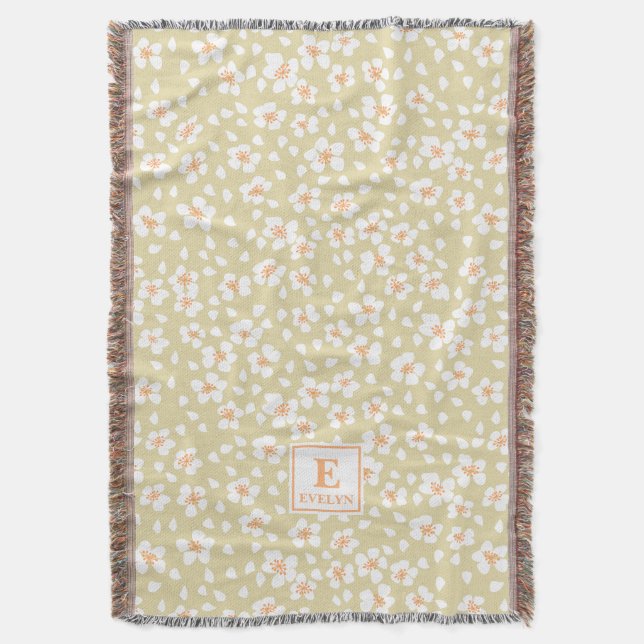 Cobertor Floral Monogrammed Blanket Custom name (Frente Vertical)