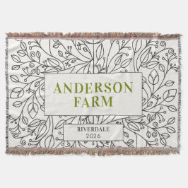 Cobertor Floral Ornament Family Name, Black and White
