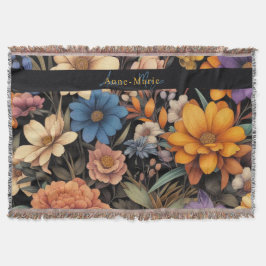 Cobertor Floral rustic vintage elegante preto