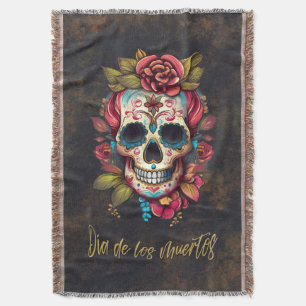Cobertor Floral Sugar Skull Día de los Muertos Espanha