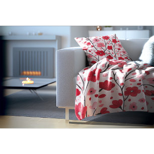 Cobertor Floral Vermelho Romântico