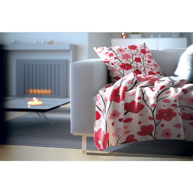 Cobertor Floral Vermelho Romântico (Criador carregado)