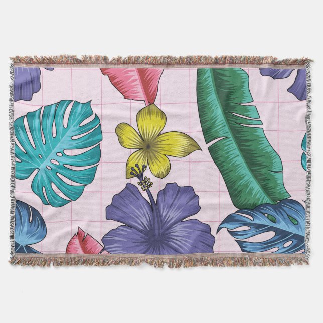Cobertor Florença tropical: padrão de folhas sem costura (Frente)
