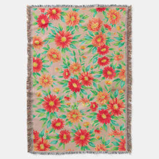 Cobertor "Flores ao Sol" - Lugar Tecido Floral Laranja e Ve