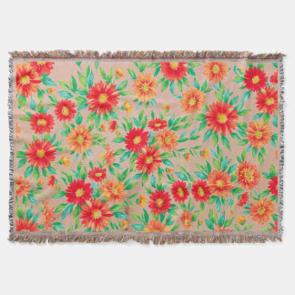 Cobertor "Flores ao Sol" - Tapete Floral Laranja e Vermelho
