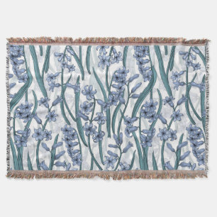 Cobertor Flores Blue Hyacinth em branco