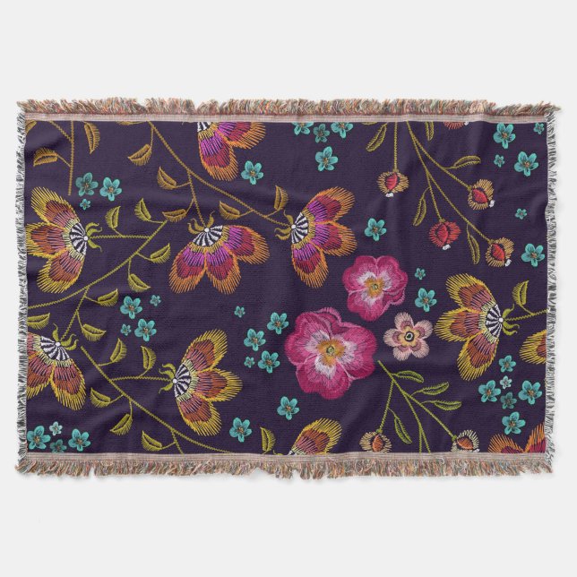 Cobertor Flores bordadas: padrão sem costura de moda (Frente)
