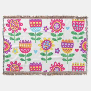 Cobertor Flores Cheias Vintage Padrão Colorido
