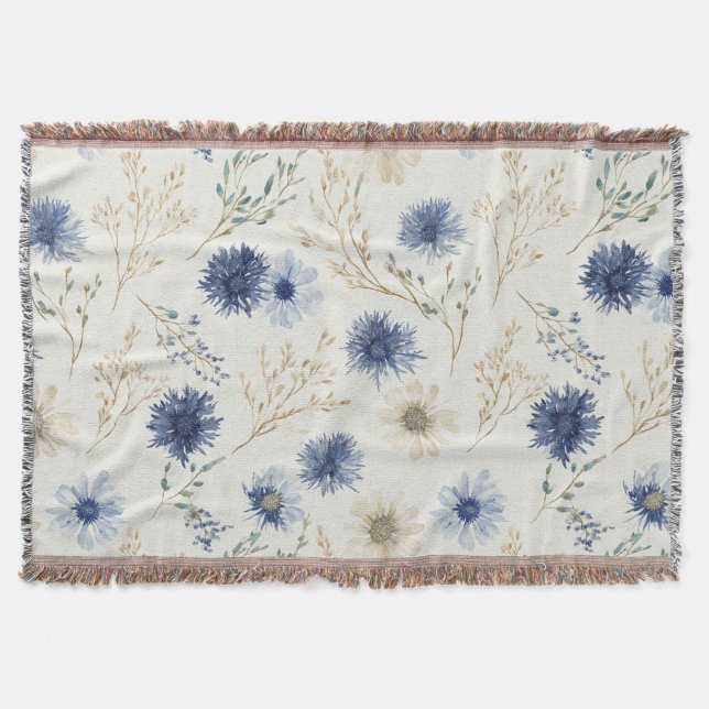 Cobertor Flores de Creme Azul (Frente)