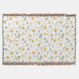 Cobertor Flores de Dente-de-Leão Amarelas Brancas