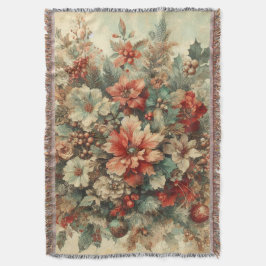 Cobertor Flores de Natais vintages Elegantes