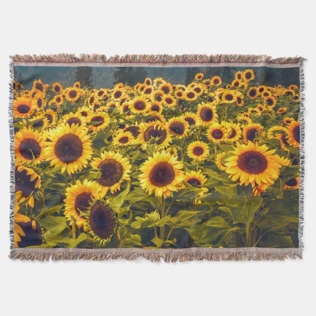 Cobertor Flores de Paisagem de Girassol Amarelo (Frente)