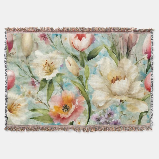 Cobertor Flores de primavera no Estilo do Impressionismo (Frente)