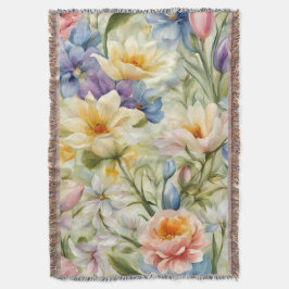 Cobertor Flores de primavera sofisticadas e refinadas. Pint