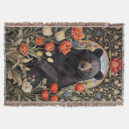 Cobertor Flores de Tulipas Coloridas do Urso Negro