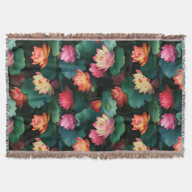 Cobertor Flores Eetéreas De Lotus Rosa, Art Nouveau Inspira (Frente)