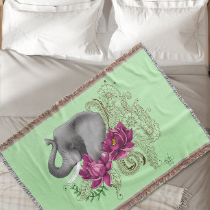 Cobertor Flores Elefantes Henna Lotus