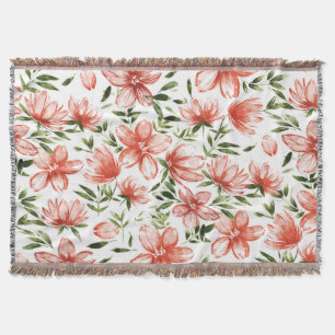 Cobertor Flores Vermelhas de Aquarela