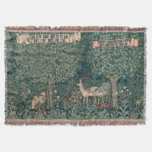 Cobertor Floresta Animal Botânico William Morris Verde