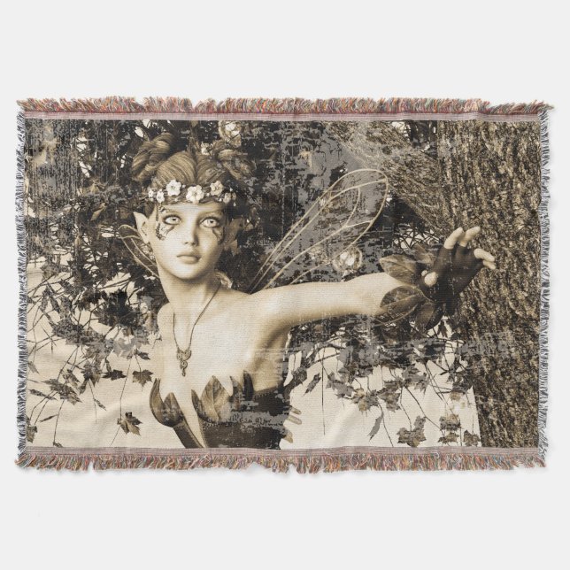 Cobertor Floresta de Fadas da Primavera Foto Vintage Arte F (Frente)