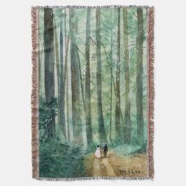 Cobertor Floresta de Watercolor com floresta