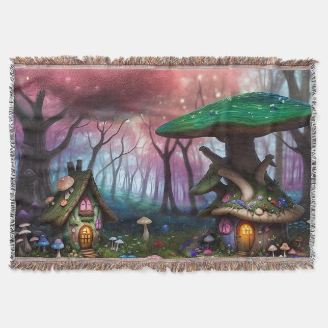Cobertor Floresta Encantada Dreamscape Mushroom Fantasy Fai (Frente)