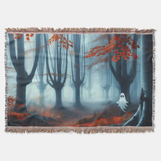 Cobertor Florestas de outono assustadas com um fantasma (Frente)