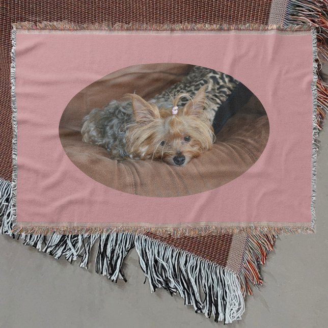Cobertor Fofinho Cute Sleepy Yorkie Puppy Pink Throw (Criador carregado)