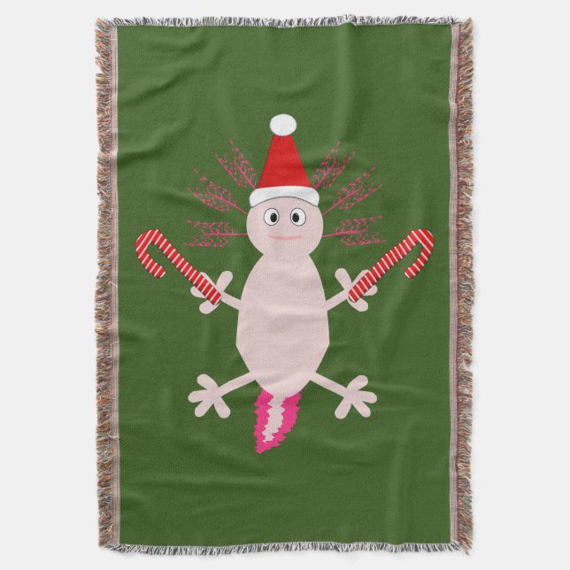 Cobertor Fofo de Natal Axolotl (Frente Vertical)