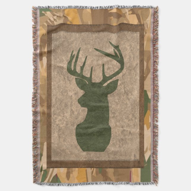 Cobertor Foguete Russo Castanho Camuflagem com Veado (Frente Vertical)
