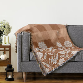 Cobertor Folhagem de outono Flores e Xadrez Laranja Folhage