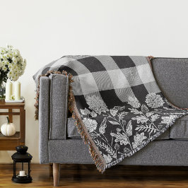 Cobertor Folhagem de outono Flores e Xadrez Preta de Folhag