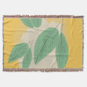 Cobertor Folhas Abstratas Ilustração Verde Amarelo