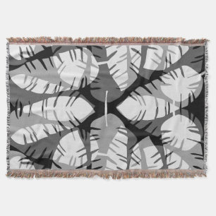 COBERTOR FOLHAS DE BANANA ABSTRATAS PRETO E BRANCO