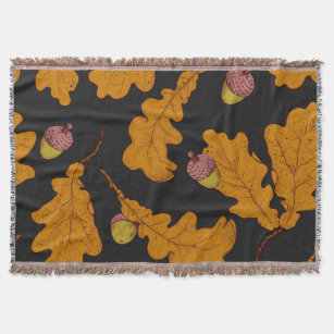 Cobertor Folhas de carvalho, bolotas, padrão de outono