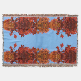 Cobertor Folhas de outono Vermelhas e Céu Azul