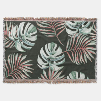 Cobertor Folhas de palma, monstera: aquarela tropical.