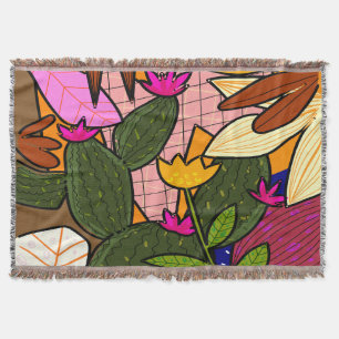Cobertor Folhas e flores abstrato tropicais