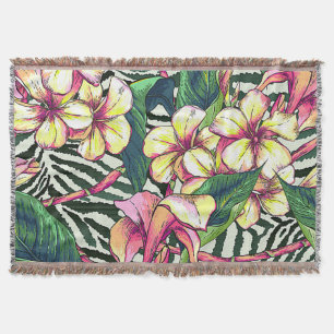 Cobertor Folhas florais HAVAIANAS corajosas & Plumeria de