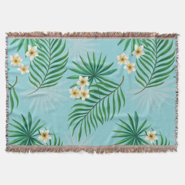 Cobertor Folhas tropicais e flores (Frente)