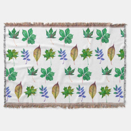 Cobertor Folhas verdes e azuis de aquarela