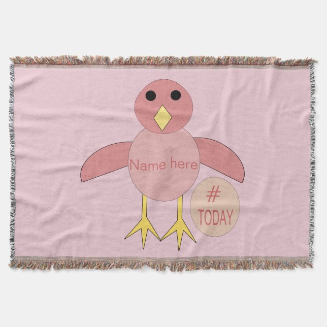 Cobertor Folheto de Pintinho de Nascimento Rosa Personaliza (Frente)